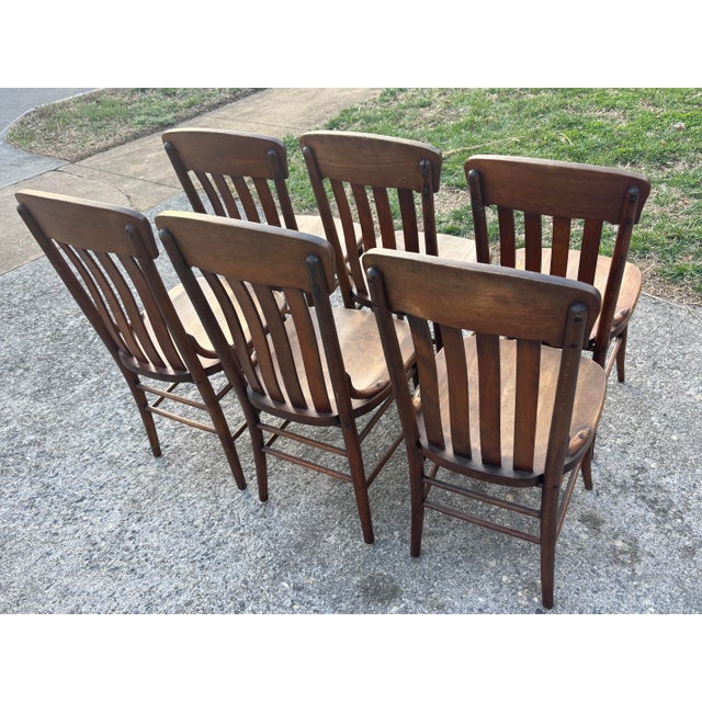 Antique Rustic Arts & Crafts Dining Chairs - Set of 6 For Sale - Image 10 of 12