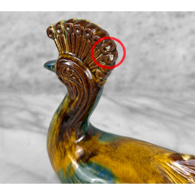 Blue Mid-Century 15" Ceramic Peacock Candy Dish W/ Multi-Color Glaze For Sale - Image 8 of 12