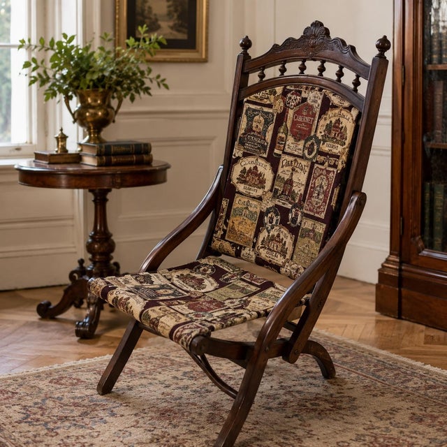 Late 19th Century Late 19th Century Victorian Eastlake Carved Wood Folding Parlor Chair For Sale - Image 5 of 5