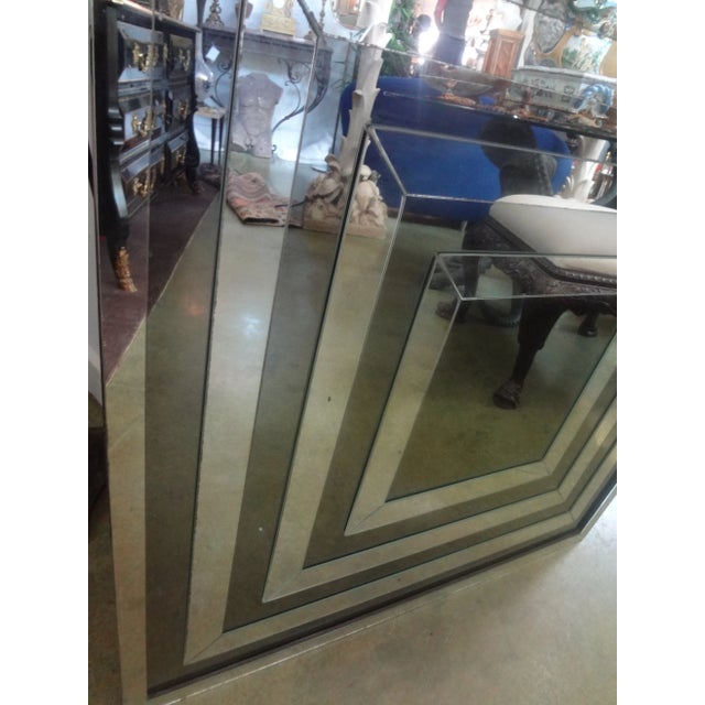 Silver Mid Century Modern Geometric Mirror For Sale - Image 8 of 9
