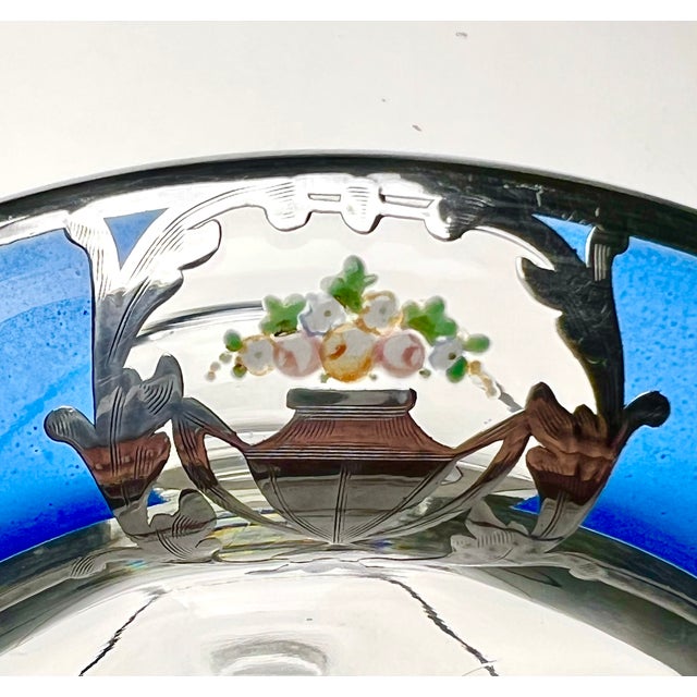 Art Deco Silver Overlay Enameled Comport For Sale - Image 4 of 4