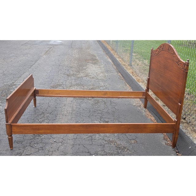 Brown Mid 20th Century Vintage Oak Victorian Mansion Full Size Bed Frame For Sale - Image 8 of 11