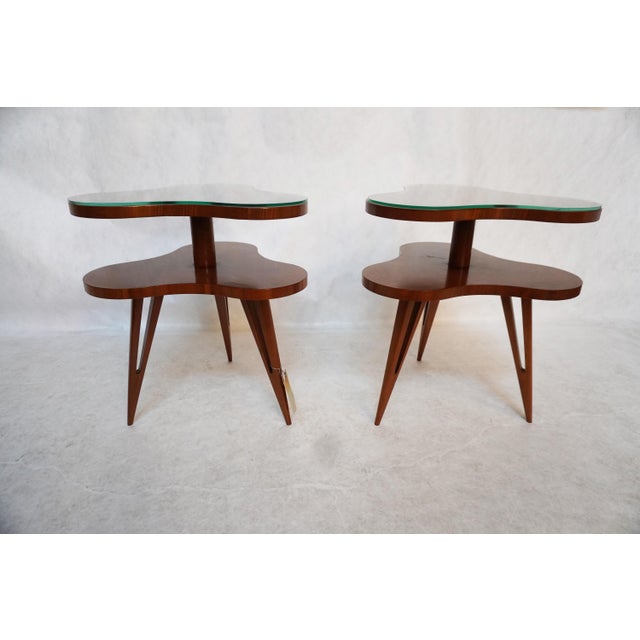 Pair of Three-Leaf Clover / Cloud Mid-Century Side Tables In the style of the Biomorphic cloud tables by Gilbert Rohde for...