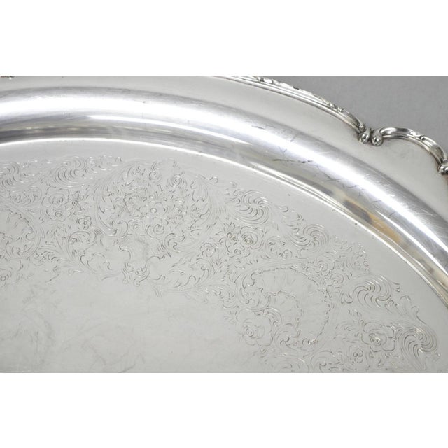 Vintage 1847 Rogers Bros "Reflection" Silver Plated Oval Serving Platter Tray For Sale - Image 10 of 14