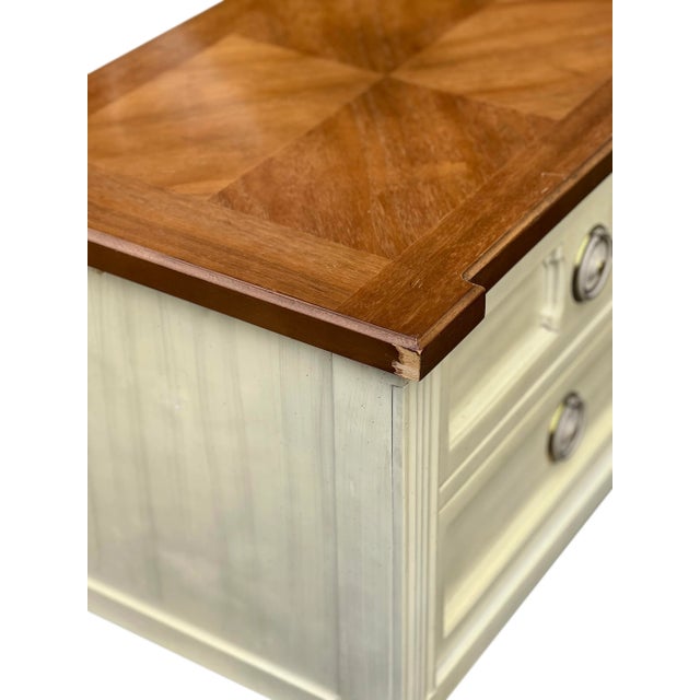 1970s Vintage American of Martinsville Parquet Top White Nightstands - a Pair For Sale - Image 10 of 13