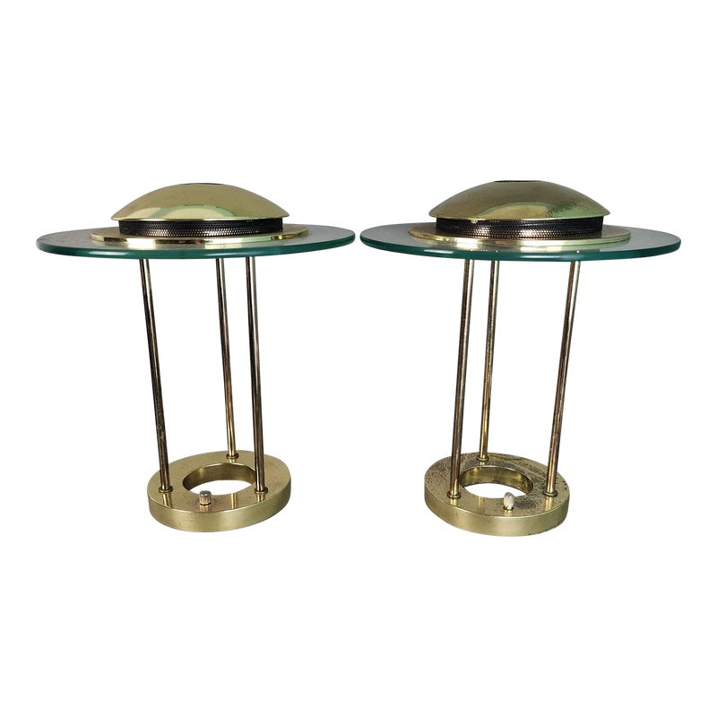 Robert Sonneman Saturn Desk Table Lamps Pair 1980s