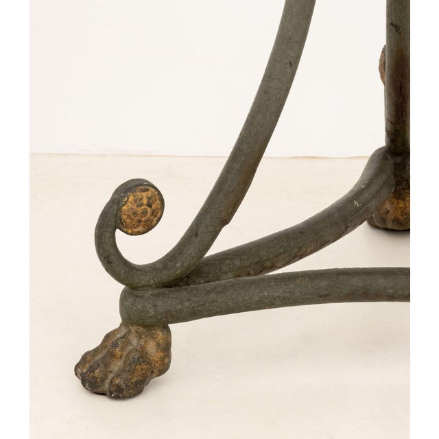 Metal Green Marble Top Painted Metal Gueridon For Sale - Image 7 of 7
