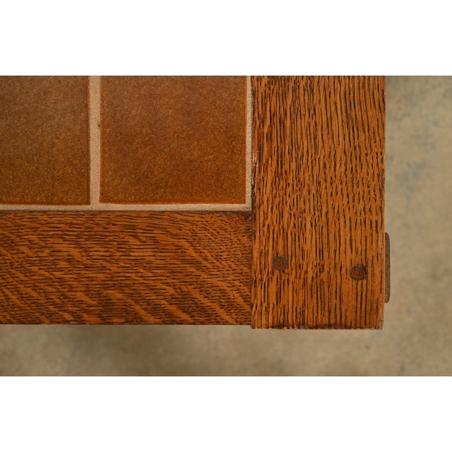 Stickley Mission Oak Arts & Crafts Two-Tier Tile Top Spindle Coffee Table For Sale - Image 9 of 15