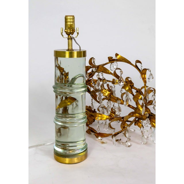 Mid-Century Modern Mid 20th Century Banded Cylindrical Murano Magnifying Solid Glass Lamp For Sale - Image 3 of 11