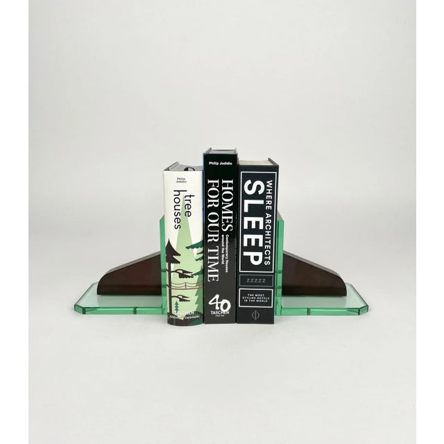 Glass & Wood Bookends, Italy, 1950s, Set of 2 For Sale - Image 6 of 14