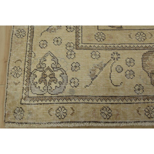 Tabriz Rug 6’5” X 9’5” Beige Vintage Distressed Wool Hand-Knotted Carpet For Sale - Image 11 of 14