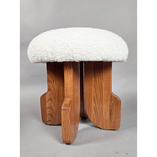 Contemporary Stools in Wood and Fabric, Italy, Set of 2 For Sale - Image 3 of 6