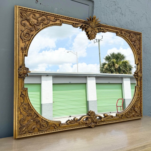 Rococo Vintage Rococo Style Gold Wooden Mirror For Sale - Image 3 of 10