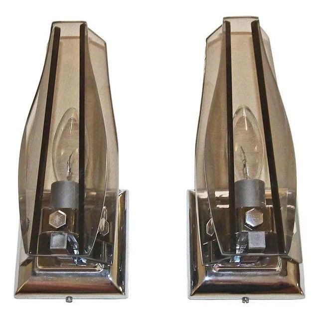 Italian Glass Fontana Arte Style Sconces - A Pair For Sale - Image 13 of 13