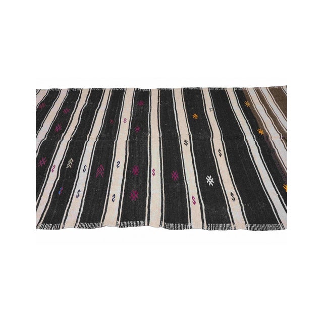 Black White Striped Hemp Kilim Rug - 5`1" X 9`2" For Sale In Los Angeles - Image 6 of 6