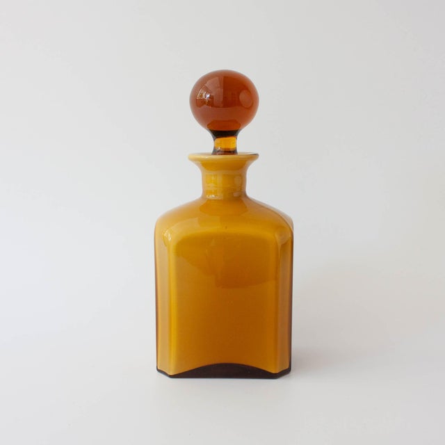 Mid-Century Modern Vintage Portuguese Opaline Glass Bottles, 1960s, Set of 2 For Sale - Image 3 of 18