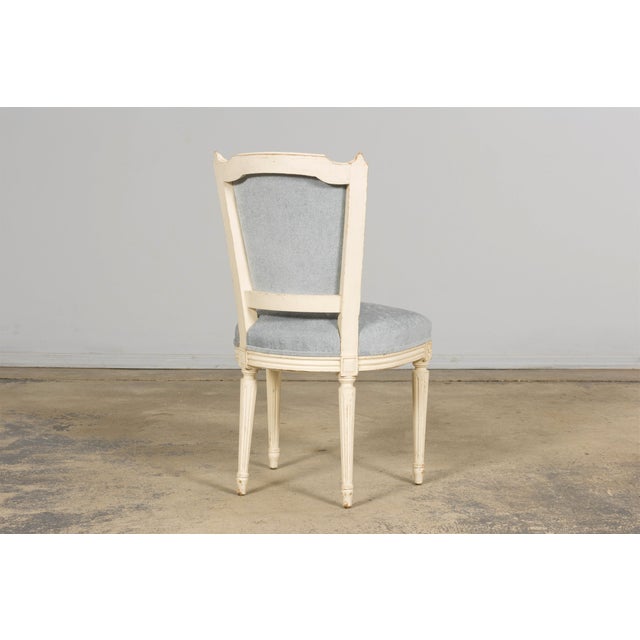 Set of 6 French Louis XVI Painted Dining Chairs in Dusty Blue, Early 20th Century For Sale - Image 13 of 18