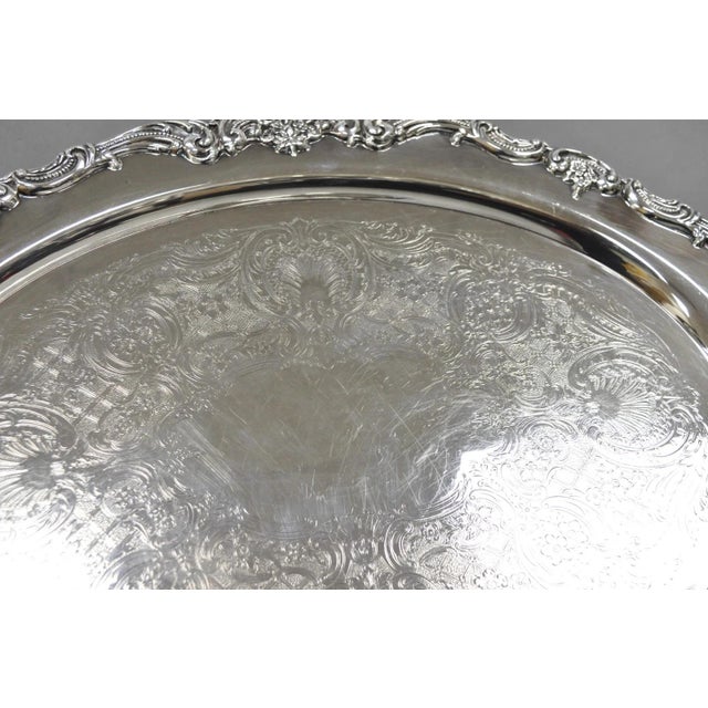 Vintage Reed & Barton 1955 Victorian Silver Plated Oval Bar Serving Platter Tray For Sale - Image 10 of 14