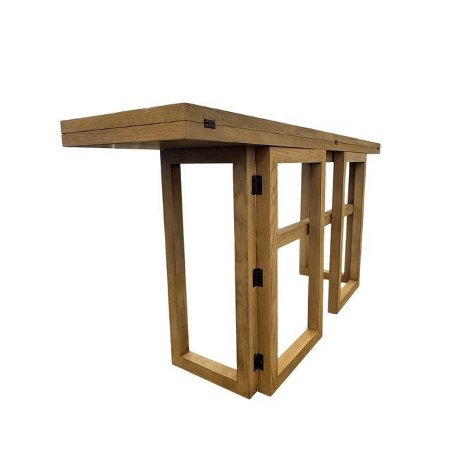 Tan Flip Top Console in Natural Oak Manufactured by EJ Victor For Sale - Image 8 of 12