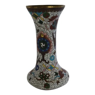 1920s Hand Painted Cloisonne Vase From China For Sale