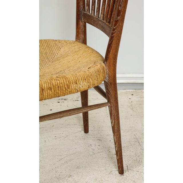 Set of 4 Italian Cerused Oak Chairs With Rushed Seats For Sale In New York - Image 6 of 12