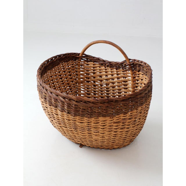 Vintage Large Wicker Gathering Basket For Sale - Image 14 of 15