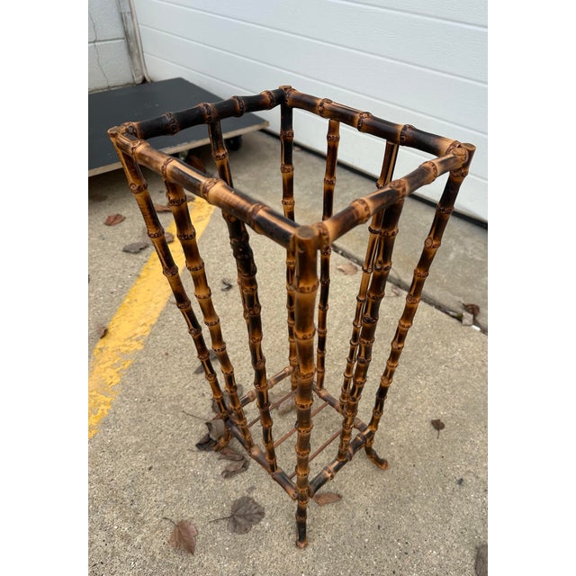 1940s Victorian Style Scorched Bamboo Umbrella Stand For Sale - Image 5 of 6