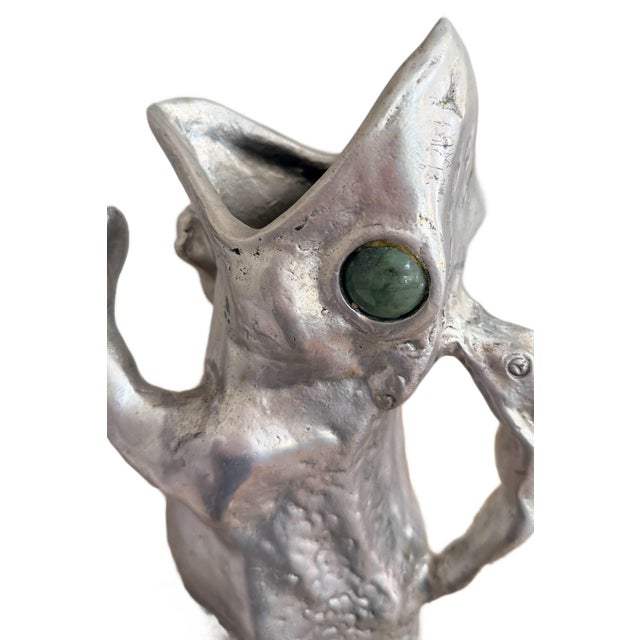 Arthur Court Cast Aluminum Frog Pitcher With Jade Eyes, Circa 1979 For Sale In New York - Image 6 of 12