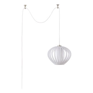Bloom Swag Lamp, Satin Nickel Steel, Sphere White Shade, Dimmable For Sale