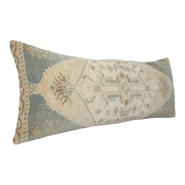 Turkish Oriental Hand Knotted Oushak Throw Pillow Cushion - 16'' X 38'' For Sale