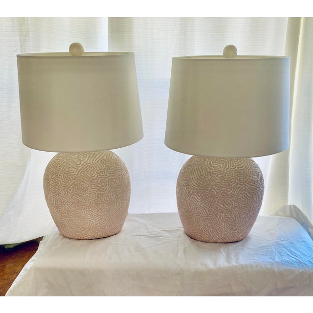 Mid Century Modern Naturalist Plaster Sculptural Brain Coral Lamps With