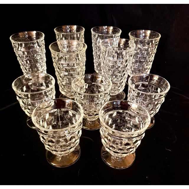 Mid 20th Century Indiana Glass Colony Whitehall Cubist Glasses - Set of 11 For Sale - Image 9 of 12