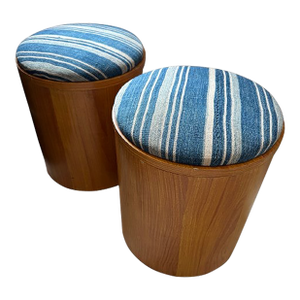 Pair of Vintage Wooden Storage Stools