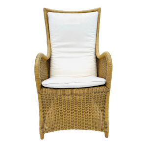 1990s Contemporary Lloyd Flanders Wicker Patio High Back Chair, Attributed