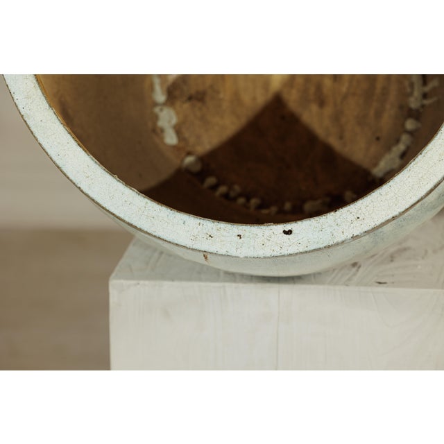 Asian Large Mid-20th Century Chinese Crackle-Glazed Ceramic Planter in Soft White For Sale - Image 3 of 18