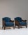 Pair of Early 20th Century British Navy Blue Edwardian Velvet Upholstered Armchairs with Cane Panels For Sale - Image 12 of 15