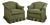 Green Fabric Fringe Lounge Chairs, 1940s, Set of 2 For Sale