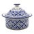 Fait Main - Vintage, French Pottery, Lidded Serving Dish, Blue & White For Sale