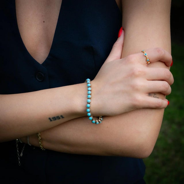 Contemporary Turquoise Tennis Bracelet For Sale - Image 3 of 11