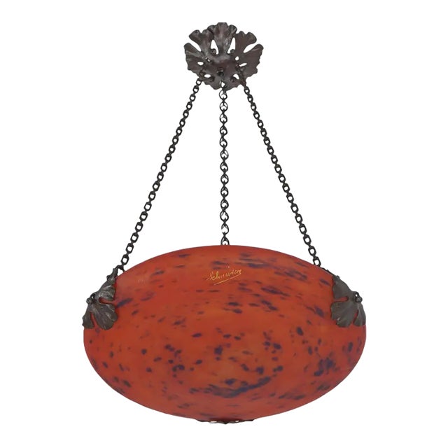 French Art Deco Pendant Light by Charles Schneider 1920s France For Sale