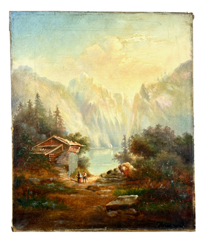 German School Artist, Mountain Landscape, Oil on Canvas, 19th Century