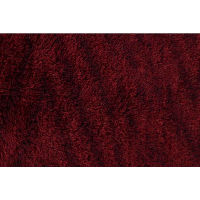 Mid-Century Modern Vintage Swedish Rya Rug With Red Subtle Geometric Pattern - Rug & Kilim For Sale - Image 3 of 9