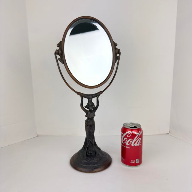 Art Nouveau Figural Lady Vanity Mirror For Sale - Image 10 of 10