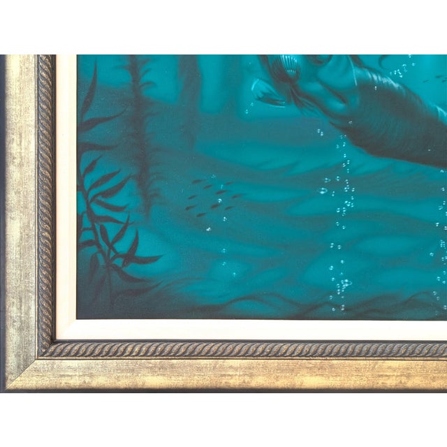 Elias Noah "Enlightenment" Contemporary Teal Naturalistic Underwater Seascape with Mermaid, 21st Century For Sale In Houston - Image 6 of 11