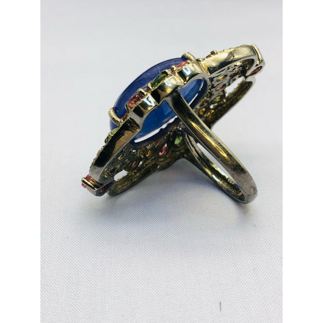 Bochic "Orient" Diamond, Tourmaline & Tanzanite Ring Set In 18K Gold & Silver For Sale - Image 10 of 12
