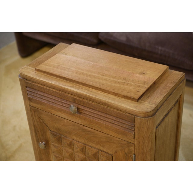 Wood Brutalist Bedside Table in Oak, 1950s For Sale - Image 7 of 12