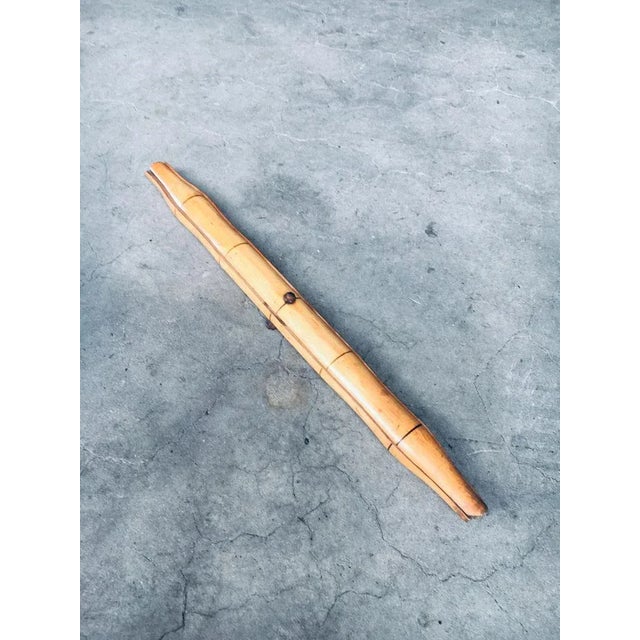 Wood Vintage Faux Bamboo Folding Tripod Side Table, 1970s For Sale - Image 7 of 13