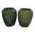 A Pair of Large Mid-Century Modern Ribbed Green Glazed Ceramic Ovoid Planters For Sale