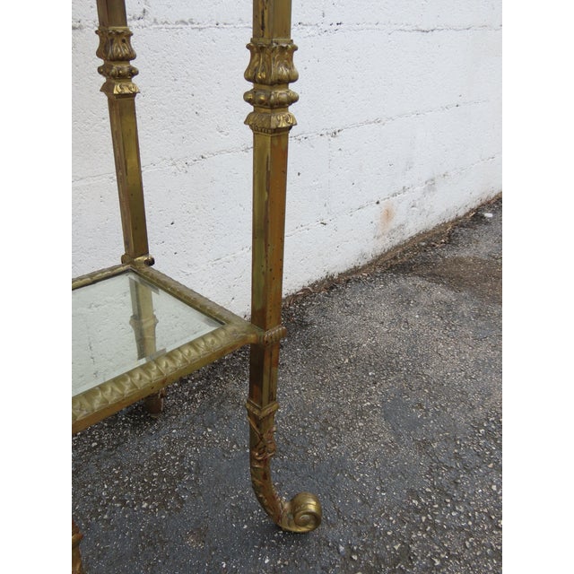 Victorian Onyx Top Two Tiers Flower Statue Stand Pedestal Table 6343 For Sale - Image 10 of 17