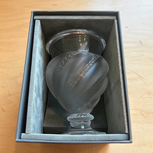 1990s Lalique Ermenonville Frosted Vase For Sale - Image 5 of 8
